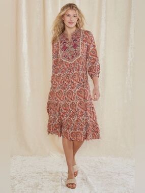 RAGA Anthropologie Naya Midi Boho Dress✨$298 NWT Sz M